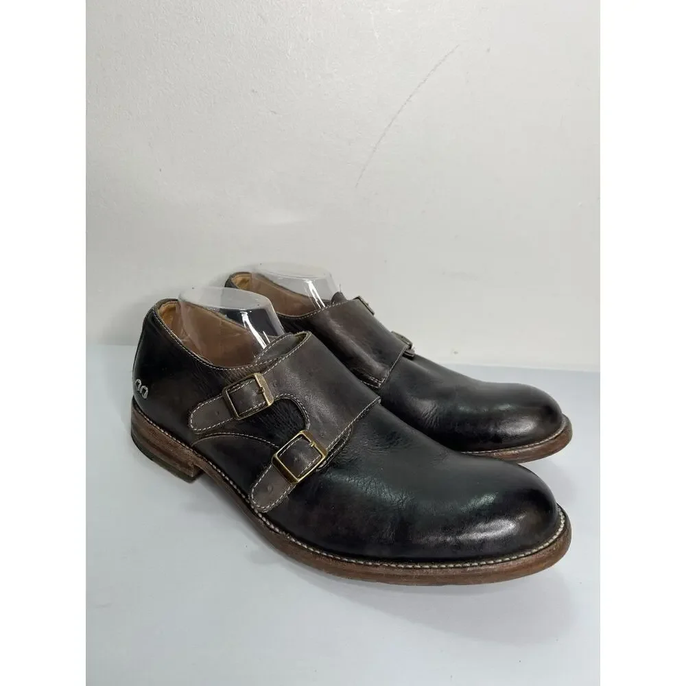 Bed Stu Panza Dark Brown Leather Double Monk Strap Casual Dress Size 11 2609